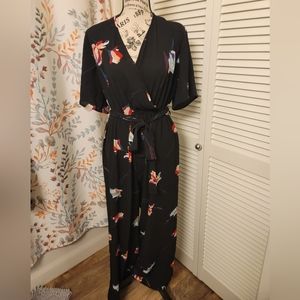 🌸 Charlotte Russe Women’s Short Sleeve Floral Jumpsuit W/belt Size XL